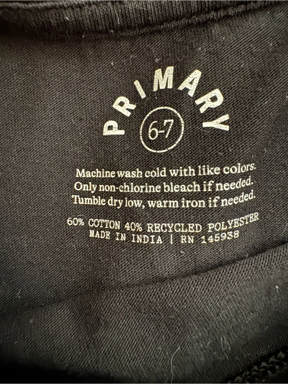Primary Black Long Sleeve Pocket Tunic for Kids
